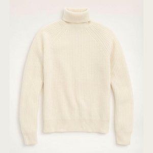 Brooks Brothers Wool-Cashmere Turtleneck Sweater in Cream sz Small